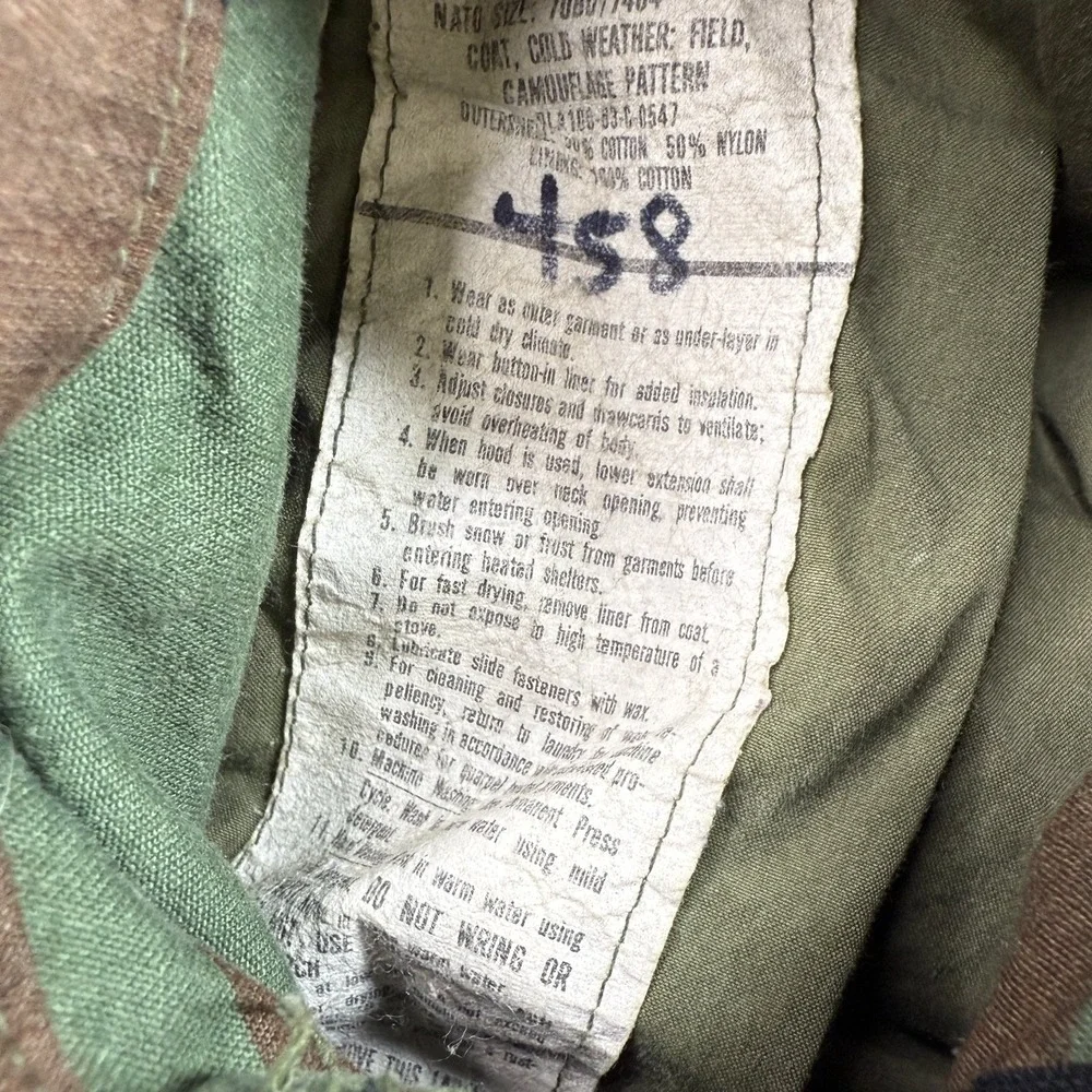 Military M65 Field Coat Jacket Woodland Camo Cold Weather XS Regular 2001